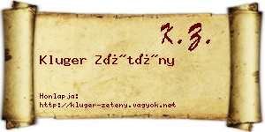 Kluger Zétény névjegykártya